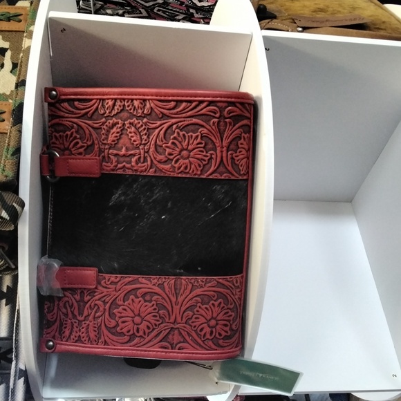 Trinity Ranch Handbags - Trinity ranch red leather and cowhide cross the body purse or handbag